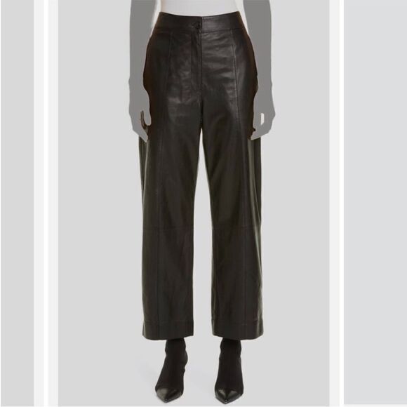 Jason Wu Pants - Jason Wu Straight-Leg Lamb Leather Black Pants Size 4